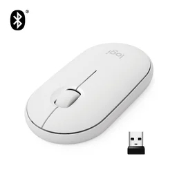 Мышка беспроводная USB/BT Logitech Pebble M350, White фото #1