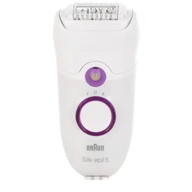 Эпилятор Braun Silk-épil 5 5-505P, для сухой эпиляции, c насадкой и подсветкой, белый/фиолетовый фото #1