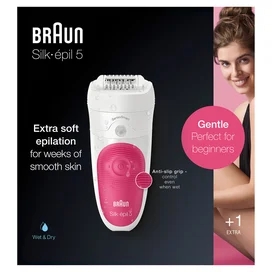 Эпилятор Braun Silk-épil 5 5-500, сухая/влажная эпиляция, 1 насадка и подсветка SmartLight, розовый фото #4