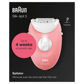 Эпилятор Braun Silk-épil 3 3-176, для сухой эпиляции, с подсветкой SmartLight, розовый фото #3