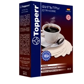 Фильтры бумажные для кофе Topperr 4/100 отбеленные,3012 фото