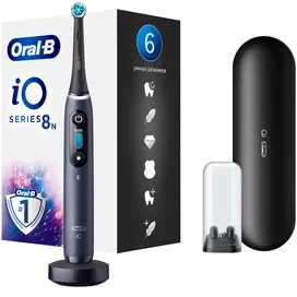Электрическая зубная щётка Oral-B iO Series 8 Black Onyx, с инновационной магнитной технологией, цветной дисплей, премиальный дорожный футляр, Чёрная фото