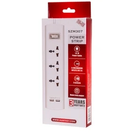 Huntkey Желілік сүзгісі, 3 резеткелі, 2*USB, 1,5м, White (SZM307) фото #2