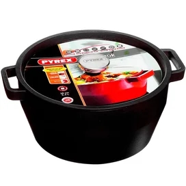 Кастрюля с крышкой чугун 28см серая Pyrex SC4AC28 фото