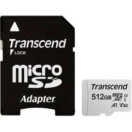 MicroSD 512GB Transcend Жады картасы, TLC, UHS-I, U3, A1, 95MB/s дейін + SD Adapter (TS512GUSD300S-A) фото