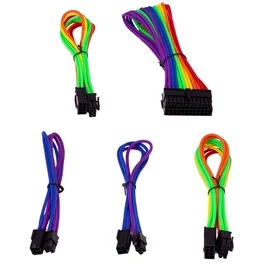 ДК қуаттауға арналған жиынтық кабелі RAINBOW (папа-мама, 24Pin*1, 8Pin*2, 4Pin*2, бекіткішсіз) фото