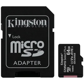 MicroSD 64GB Kingston жады картасы, UHS-I 100MB/s, Class 10 (SDCS2/64GB) фото