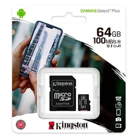 MicroSD 64GB Kingston жады картасы, UHS-I 100MB/s, Class 10 (SDCS2/64GB) фото #2