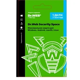 Dr.Web Security Space, 1 құрылғы 3 жылға (LHW-BK-36M-1-A3) (ESD) фото