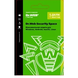 Dr.Web Security Space, 5 устройств на  1 год (LHW-BK-12M-5-A3) (ESD) фото
