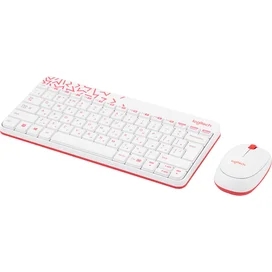 Клавиатура + Мышка беспроводные USB Logitech MK240 Nano White/Red (920-008212) фото #1