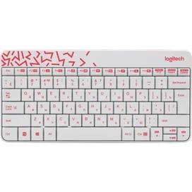 Клавиатура + Мышка беспроводные USB Logitech MK240 Nano White/Red (920-008212) фото #2