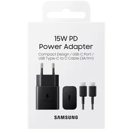 Samsung қуаттау адаптері, 1*Type-C 15Вт+Cable, Black (EP-T1510XBEGRU) фото #4
