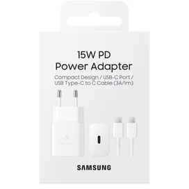 Samsung қуаттау адаптері, 1*Type-C 15Вт+Cable, White (EP-T1510XWEGRU) фото #2
