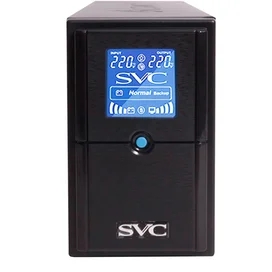 ИБП SVC, 650VA/390W, AVR:165-275В, 2Schuko, LCD, Black (V-650-L-LCD) фото #1