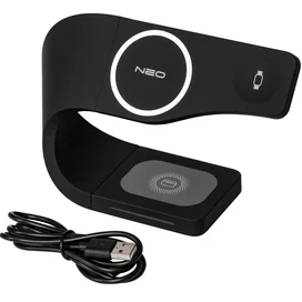 NEO, 3 in 1, Magnetic Wireless Charge Сымсыз зарядтағышы, Black (NEO-T3WC-IPBK) фото #3
