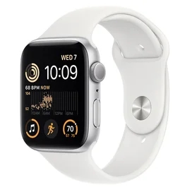Смарт часы Apple Watch SE 2022, 44mm Silver Aluminium Case with White Sport Band (MNK23GK/A) фото