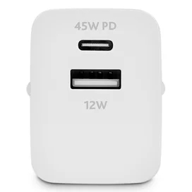 Адаптер питания ttec 45W PD Duo Travel Charger  USB-C+USB-A, White (2SCP02B) фото #1