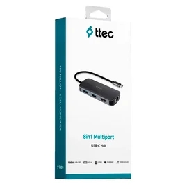 Ttec Type-C to 1*4K HDMI, 1*LAN, 1*PD USB-C, 2*USB-A 3.2, 1*USB-A 2.0, 1*SD, 1*MSD, Silver адаптері фото #4
