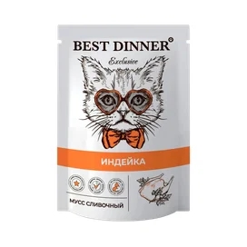 Корм влажный Best Dinner Exclusive для кошек Мусс сливочный индейка, пауч 85 г фото