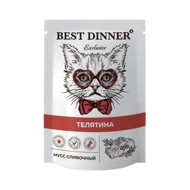 Корм влажный Best Dinner Exclusive для кошек Мусс сливочный телятина, пауч 85 г фото