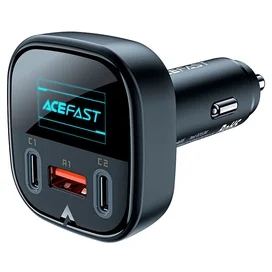 ACEFAST автокөлік зарядтау құрылғысы, 2*USB C+A, 101W, OLED smart display, metal (B5 101W - ACEFAST) фото