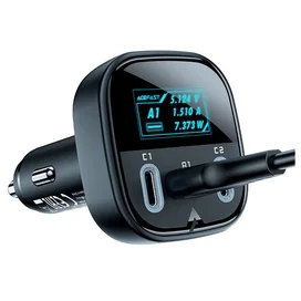 Автомобильное зарядное устройство ACEFAST, 2*USB C+A, 101W, OLED smart display, metal (B5 101W - ACE фото #1