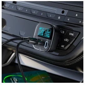 Автомобильное зарядное устройство ACEFAST, 2*USB C+A, 101W, OLED smart display, metal (B5 101W - ACE фото #3