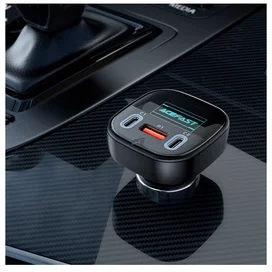 Автомобильное зарядное устройство ACEFAST, 2*USB C+A, 101W, OLED smart display, metal (B5 101W - ACE фото #4