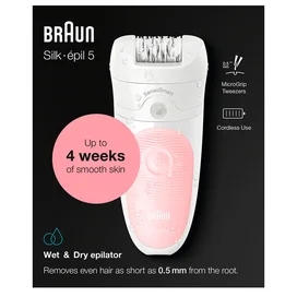 Эпилятор Braun Silk-épil 5 5-516, сухая/влажная эпиляция, подсветка SmartLight, розовый фото #4