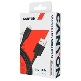 Кабель CANYON MFI-12 Lightning - USB 2м Black (CNS-MFIC12B) фото #1