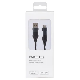 Кабель Type-C + Lightning - Type-C + USB, 3A, NEO, 1м, Черный (Type-C/A - 8pin/C, 1m) фото #3
