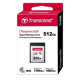 Карта памяти CFexpress 512GB Transcend, RW 1700/1300 MB/s, Type-B (TS512GCFE820) фото #1
