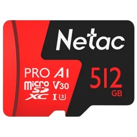 MicroSD 512GB Netac P500 Extreme Pro Жады картасы 100MB/s Class 10, + SD Adapter фото #1