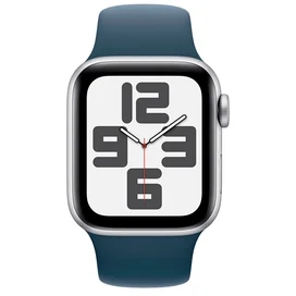 Apple Watch SE 2023 Смарт сағаты, 40mm Silver Aluminium Case with Storm Blue Sport Band - M/L (MRE23) фото #1
