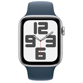 Apple Watch SE 2023 Смарт сағаты, 44mm Silver Aluminium Case with Storm Blue Sport Band - S/M (MREC3) фото #1
