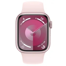 Apple Watch Series 9 Смарт сағаты, 41mm Pink Aluminium Case with Light Pink Sport Band - S/M (MR933) фото #1