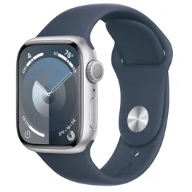 Apple Watch Series 9 Смарт сағаты, 41mm Silver Aluminium Case with Storm Blue Sport Band - M/L (MR913) фото