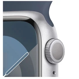 Смарт Часы Apple Watch Series 9, 41mm Silver Aluminium Case with Storm Blue Sport Band - S/M (MR903) фото #2