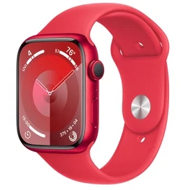 Apple Watch Series 9 Смарт сағаты, 45mm (PRODUCT)RED Aluminium Case with (PRODUCT)RED Sport Band - M/L (MRXK3) фото
