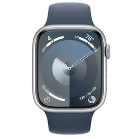 Смарт Часы Apple Watch Series 9, 45mm Silver Aluminium Case with Storm Blue Sport Band - S/M (MR9D3) фото #1