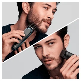 Триммер для бороды, усов и волос Braun MGK5345, 7 в 1, 5 насадок и бритва Gillette, сине-чёрный фото #1