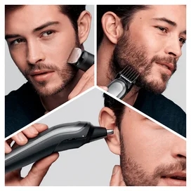 Триммер для бороды, усов и волос Braun MGK7320, 10 в 1, 8 насадок и бритва Gillette, серебристый фото #1