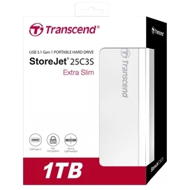 Сыртқы HDD 2.5" (USB 3.1) 1TB Transcend TS1TSJ25C3S фото #2