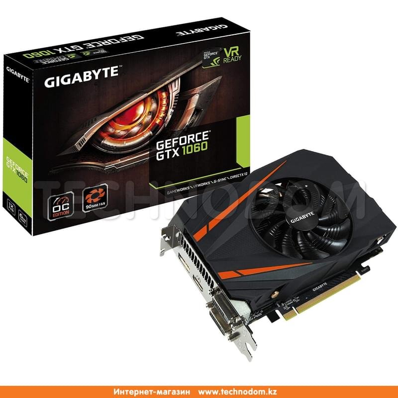 Видеокарта Gigabyte Nvidia GeForce GTX 1060 6Gb Mini ITX OC (2*DVI+HDMI ...