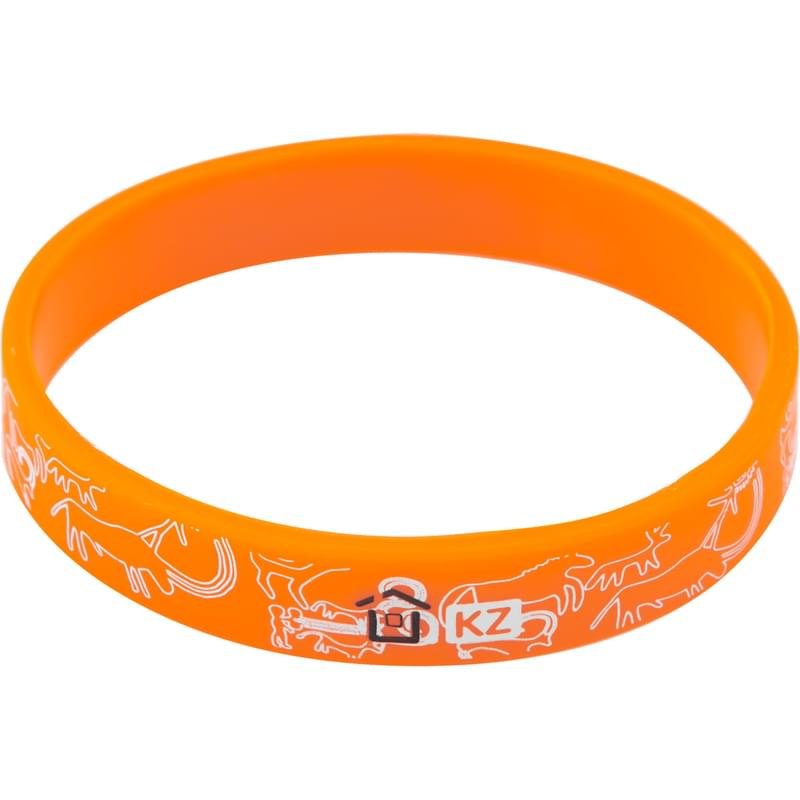 Силиконовый браслет Technodom "Наскальные рисунки", Orange/White (Bracelets_TD2) - фото #0