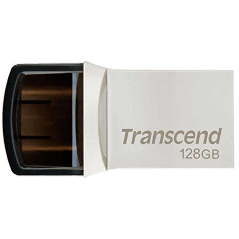 USB Флешка Type-C 128GB Transcend JetFlash 890 Type-A 3.1 Gen 1 (3.0) OTG Silver (TS128GJF890S) - фото #0