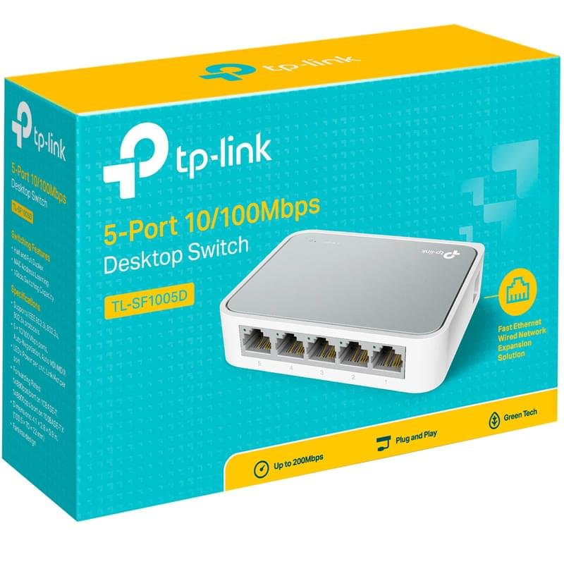 Неуправляемый настольный коммутатор, TP-Link TL-SF1005D, 5 портов 10/ ...