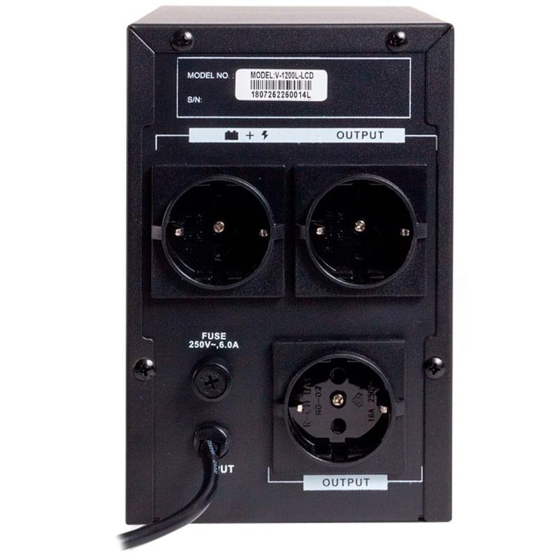 ИБП SVC, 1200VA/720W, AVR:165-275В, 3 Schuko, Black (V-1200-L-LCD) - фото #2