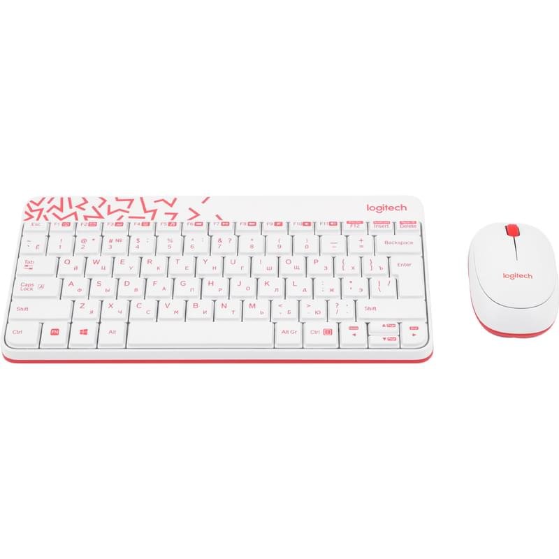 Клавиатура + Мышка беспроводные USB Logitech MK240 Nano White/Red (920-008212) - фото #0